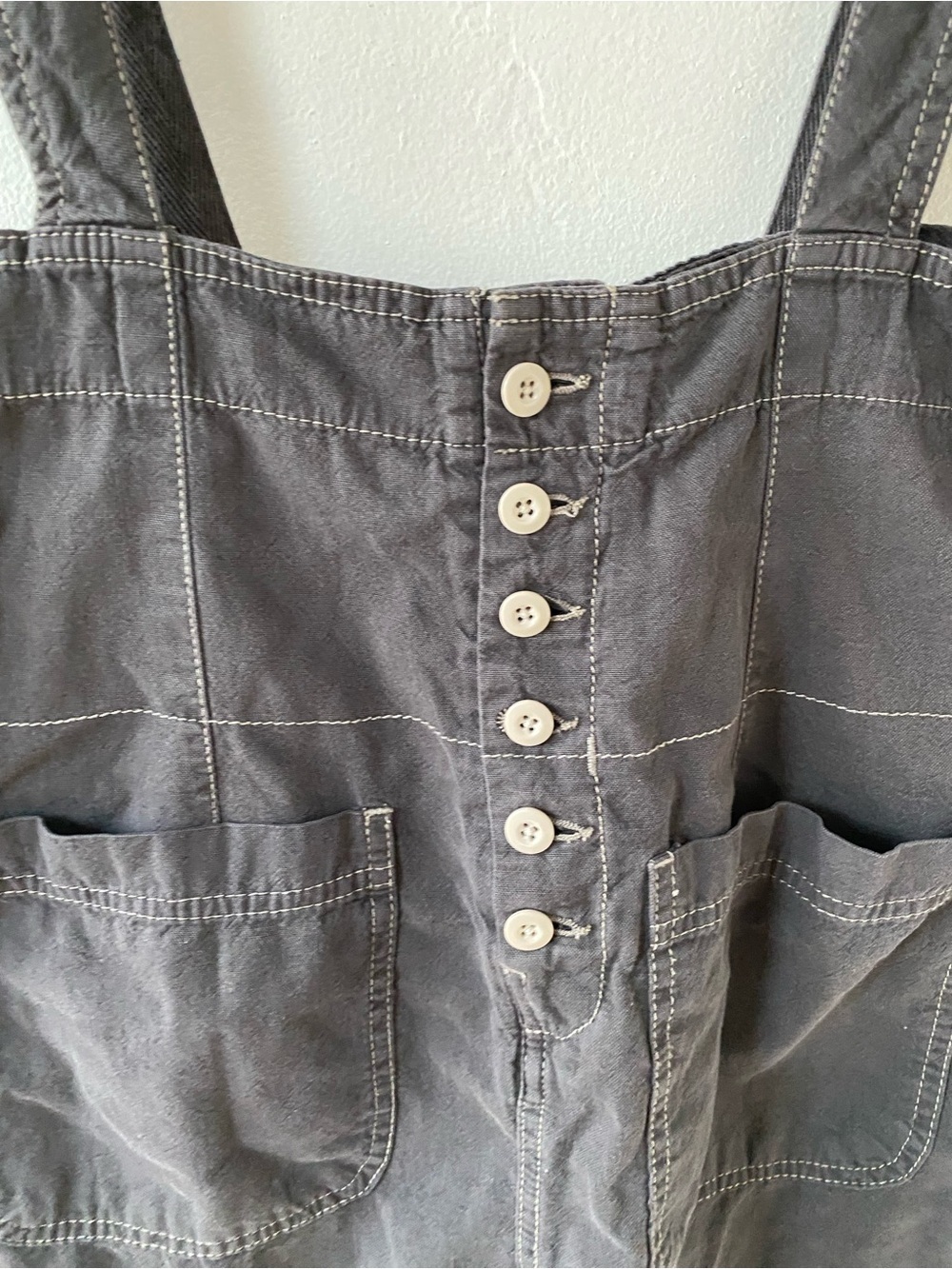 Free People cotton  Charcoal Button-Front Pinafore Mini Skirt - Picture 7 of 11